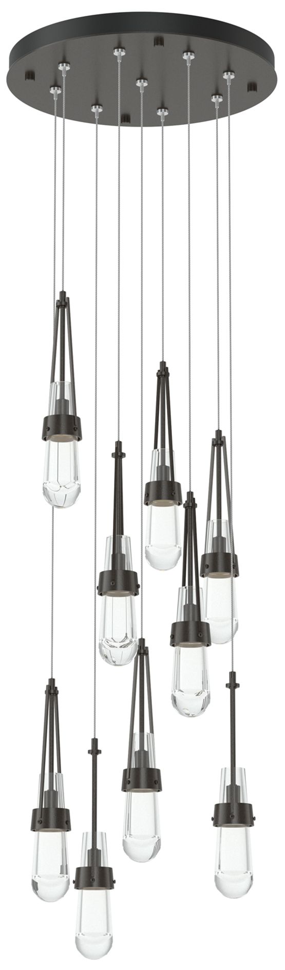 Link 9-Light Clear Round Pendant - Oil Rubbed Bronze - Clear Made to Order