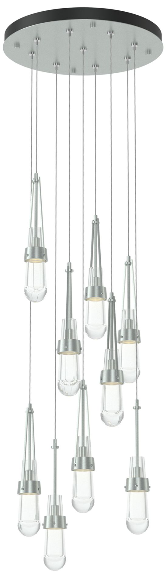 Link 9-Light Clear Round Pendant - Platinum - Clear - Made to Order