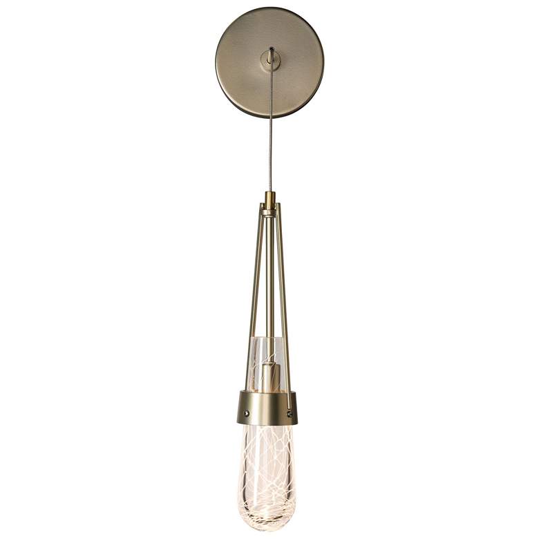 Image 1 Link Blown Glass Modern Brass Low Voltage Sconce With Clear &#38; White Gla