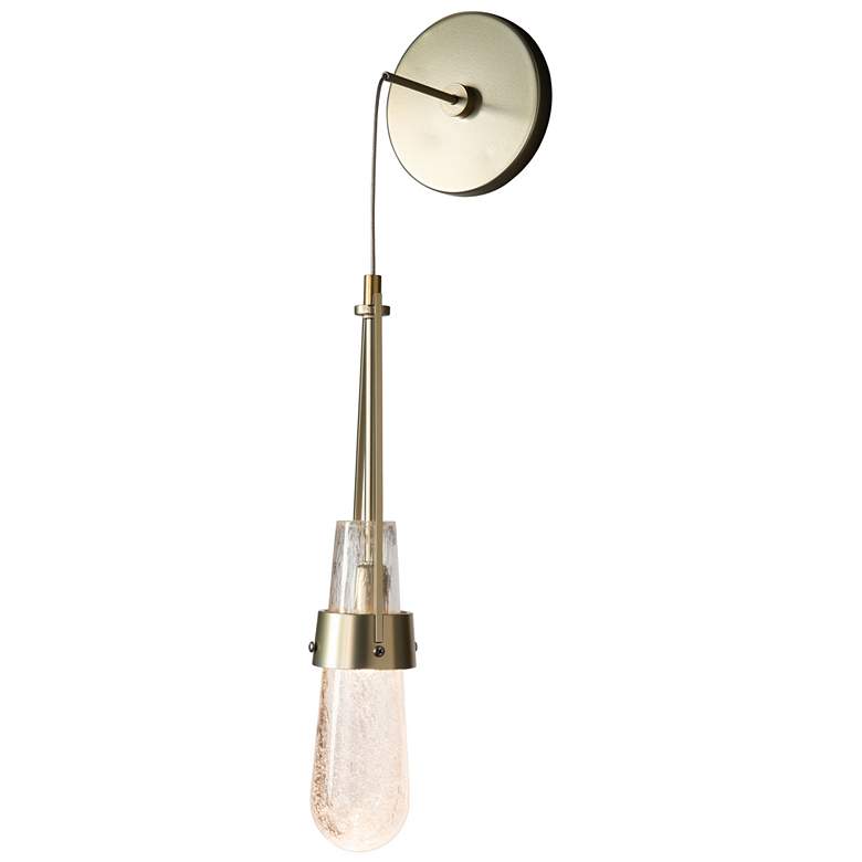 Image 1 Link Blown Glass Modern Brass Low Voltage Sconce With Clear Bubble Glass