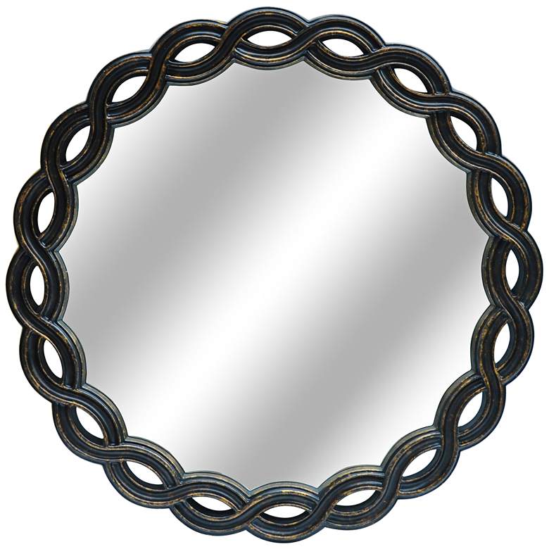 Image 1 Links Gold and Black 33 inch Round Wall Mirror