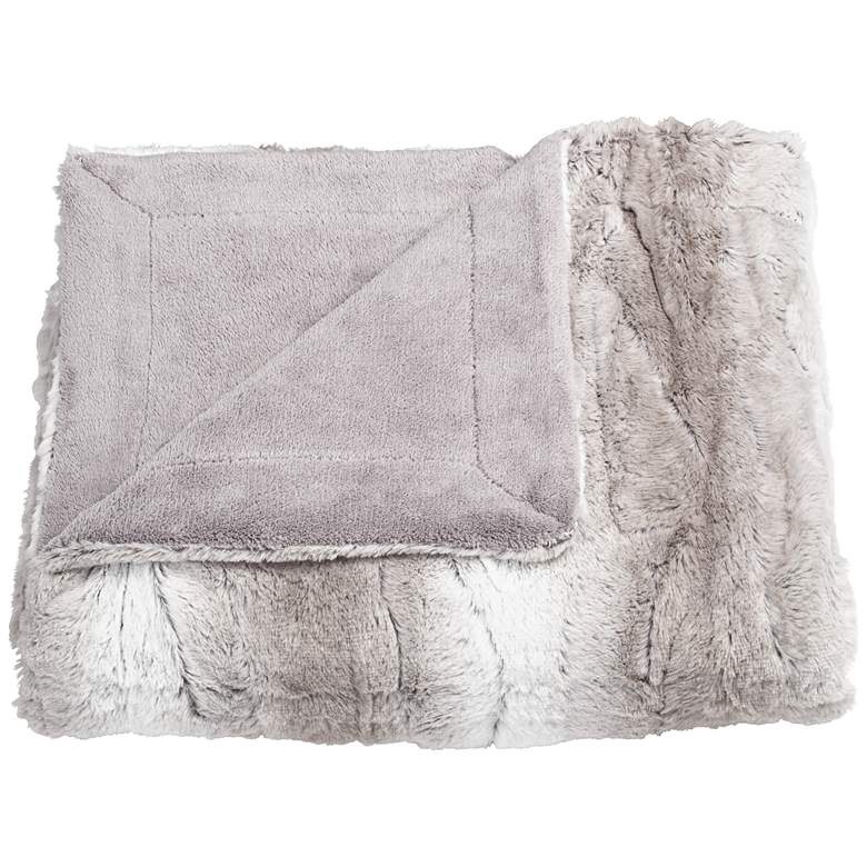 Image 1 Linn Gray Faux Fur Throw Blanket