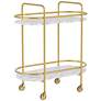 Linne 33" Wide 2-Shelf Gold and Faux Marble Finish Luxe Bar Cart
