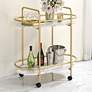 Linne 33" Wide 2-Shelf Gold and Faux Marble Finish Luxe Bar Cart