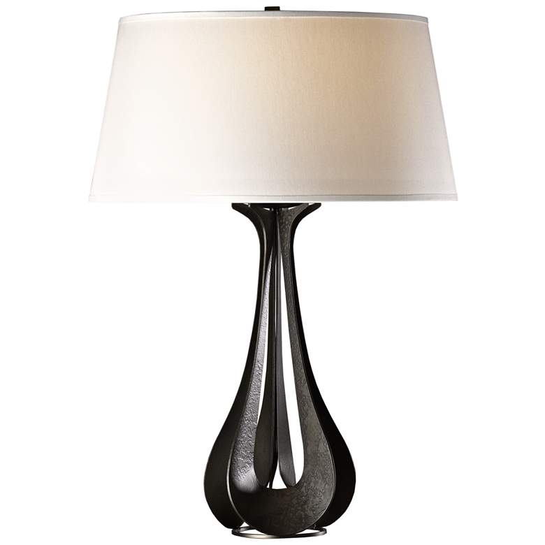 Image 1 Lino Table Lamp - Dark Smoke Finish - Natural Anna Shade