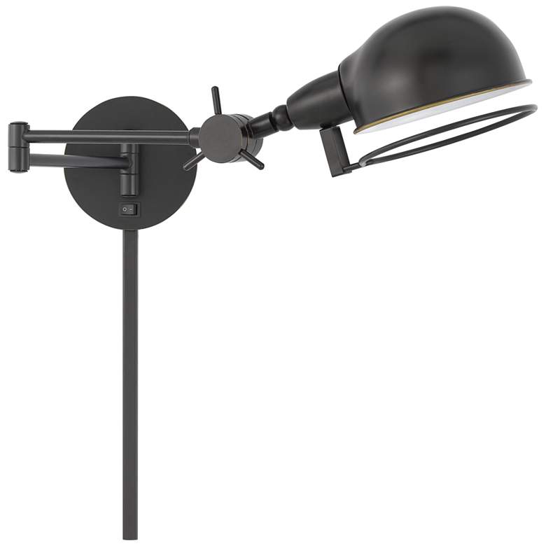 Linthal Dark Bronze Adjustable Plug-In Swing Arm Wall Lamp