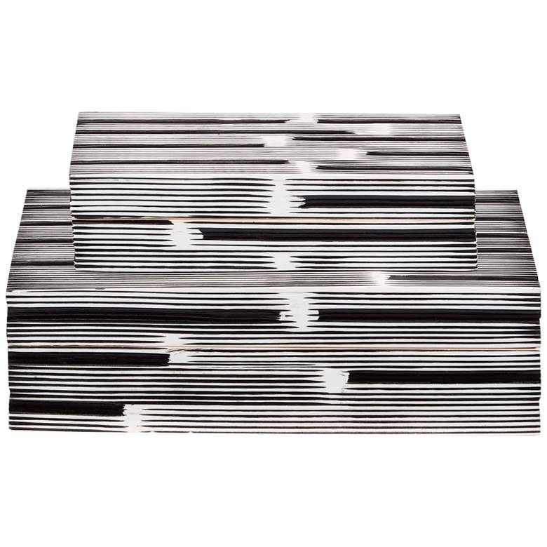 Image 1 Linus Black White Stripes Decorative Boxes Set of 2