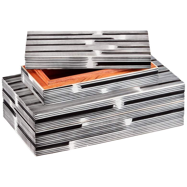 Linus Black White Stripes Decorative Boxes Set of 2 more views