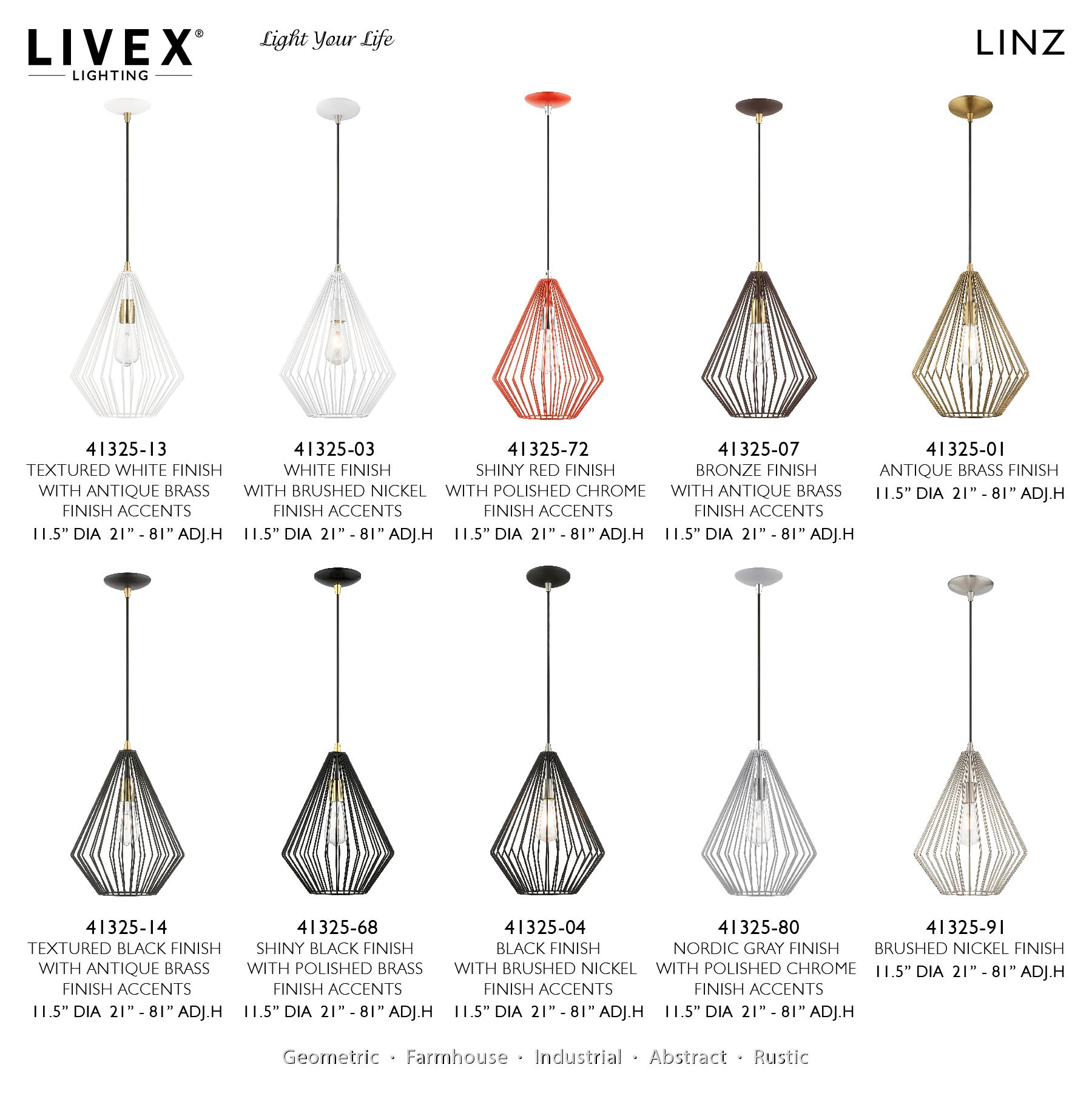 Linz 1 Light Nordic Gray with Polished Chrome Accents Pendant