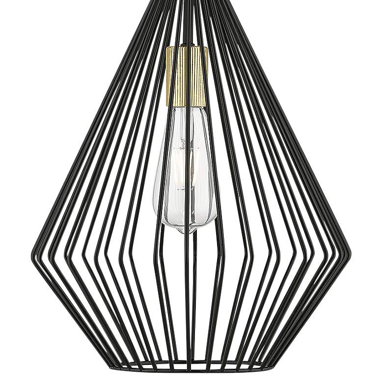 Image 4 Linz 1 Light Shiny Black with Polished Brass Accents Pendant more views