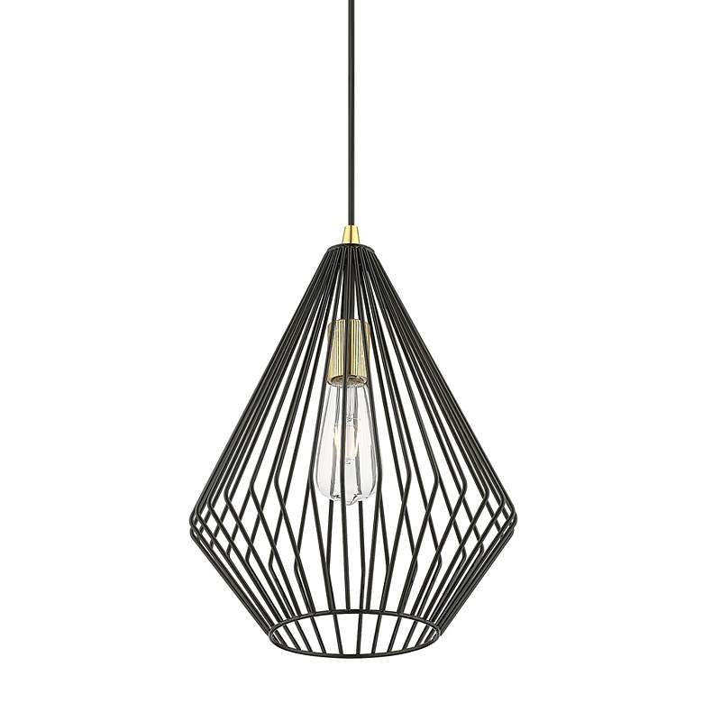 Image 5 Linz 1 Light Shiny Black with Polished Brass Accents Pendant more views