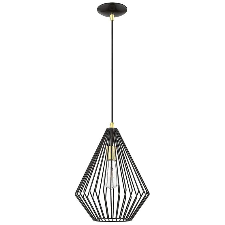 Image 6 Linz 1 Light Shiny Black with Polished Brass Accents Pendant more views