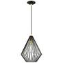 Linz 1 Light Shiny Black with Polished Brass Accents Pendant in scene