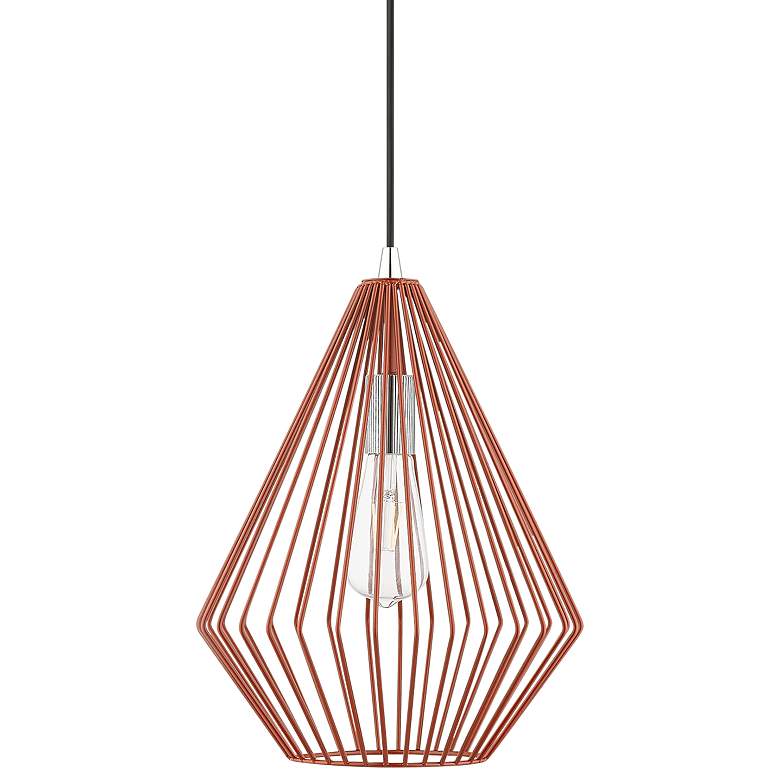 Image 3 Linz 1 Light Shiny Red with Polished Chrome Accents Pendant