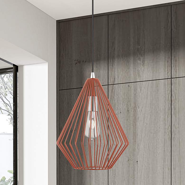 Image 2 Linz 1 Light Shiny Red with Polished Chrome Accents Pendant