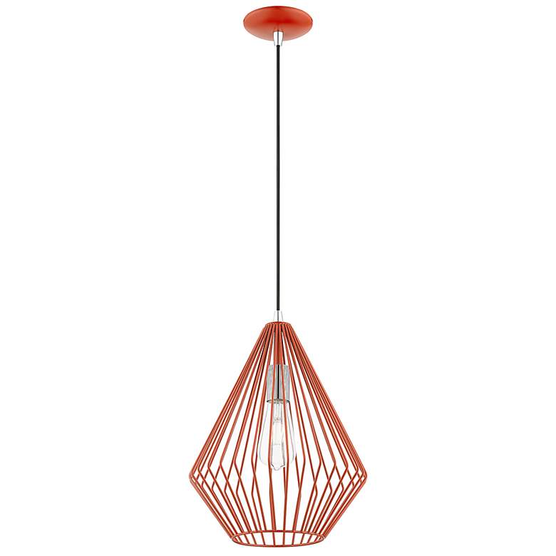 Image 5 Linz 1 Light Shiny Red with Polished Chrome Accents Pendant more views