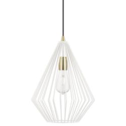 Linz 1 Light Textured White with Antique Brass Accents Pendant
