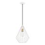 Thumbnail3 of Linz 1 Light Textured White with Antique Brass Accents Pendant more views