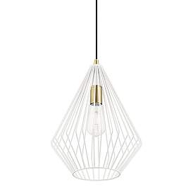 Image5 of Linz 1 Light Textured White with Antique Brass Accents Pendant more views