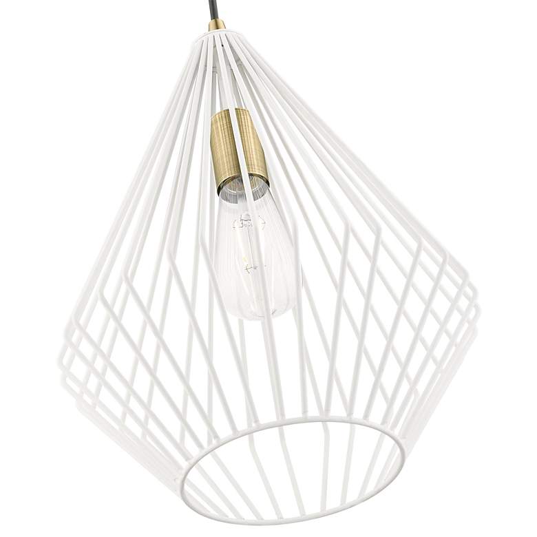Image 6 Linz 1 Light Textured White with Antique Brass Accents Pendant more views