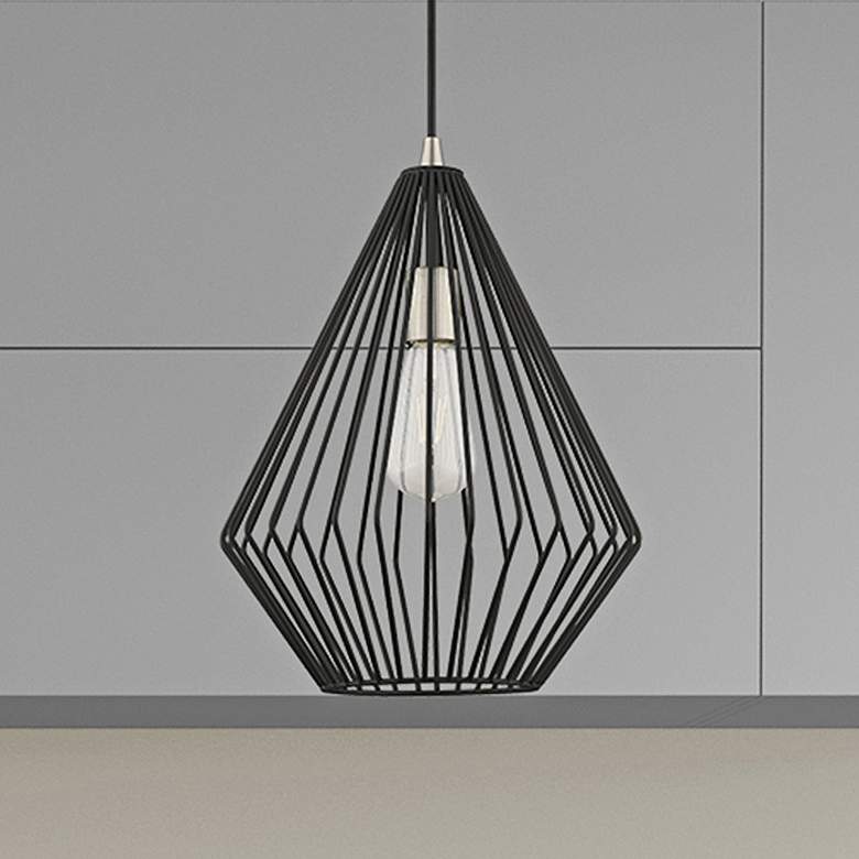 Image 2 Linz 11 1/2" Wide Black Geometric Mini Pendant