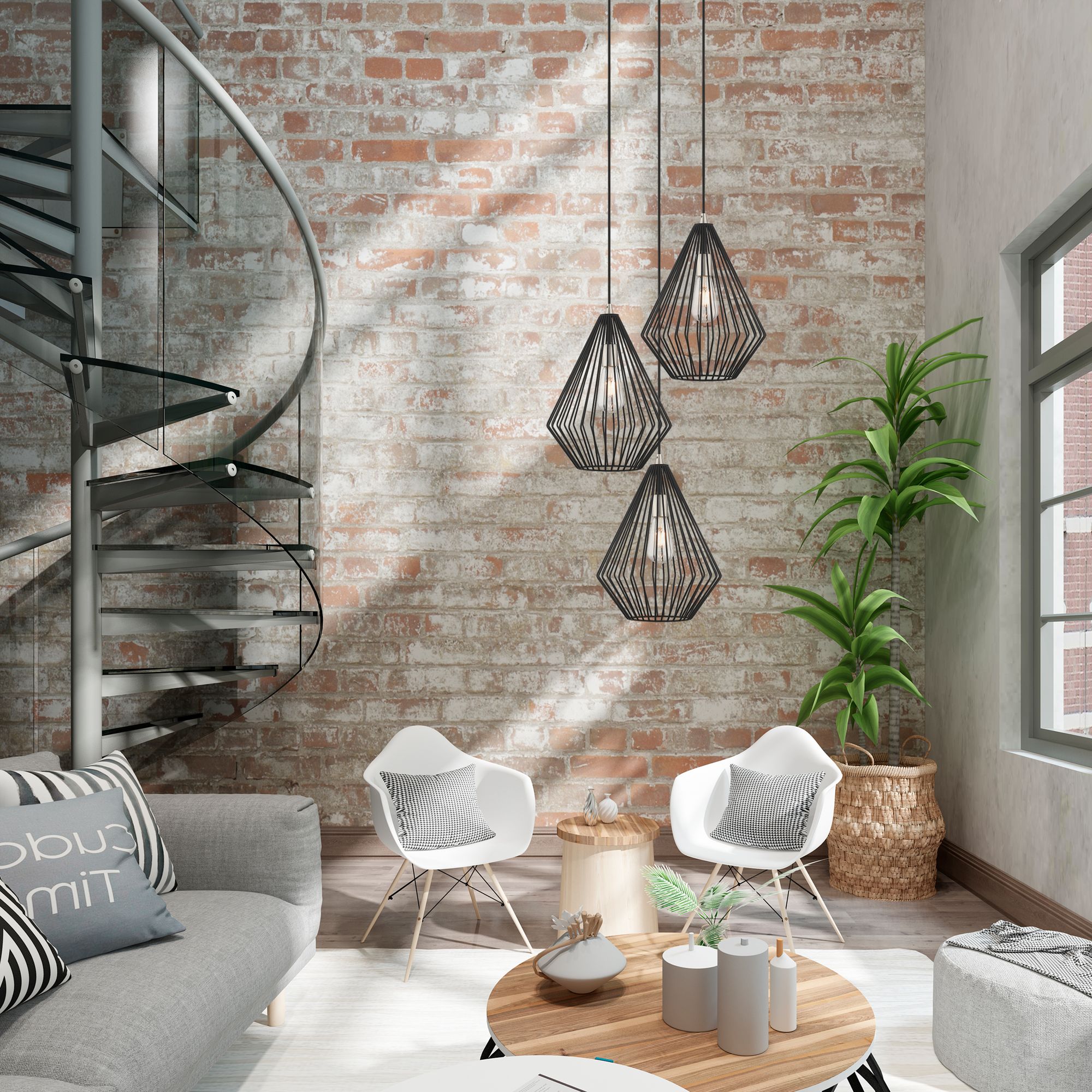 Linz 11 1/2" Wide Black Geometric Mini Pendant in scene