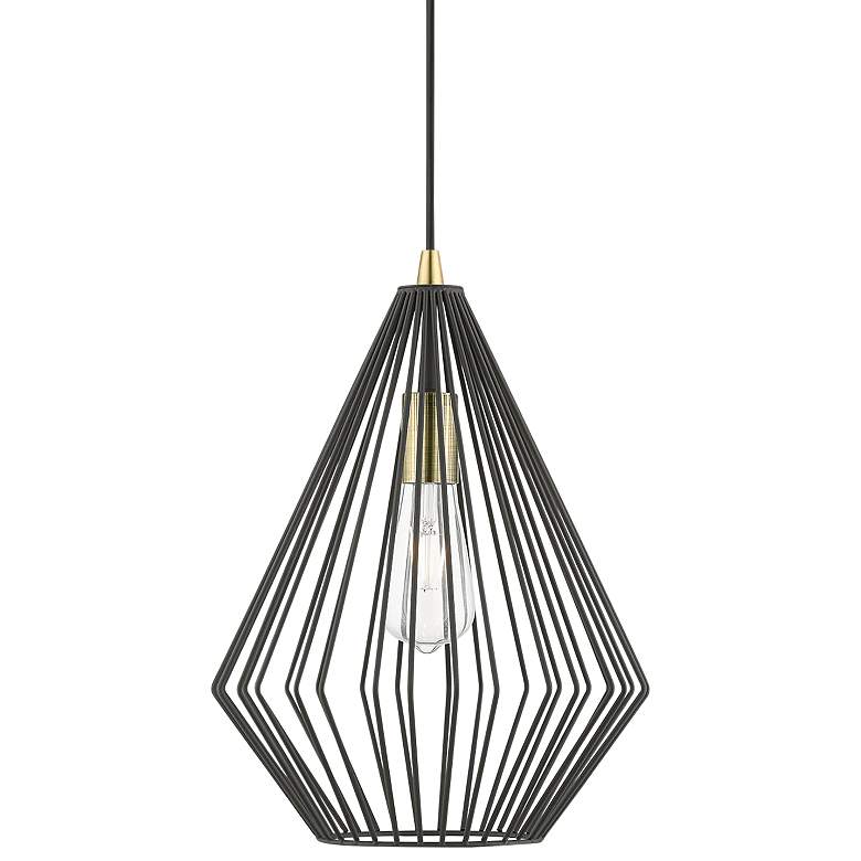 Image 3 Linz 11 1/2" Wide Textured Black Geometric Mini Pendant