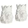 2_Lion Bust with Crown 9" High Matte White Figurines Set of 2
