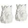 Lion Bust with Crown 9" High Matte White Figurines Set of 2