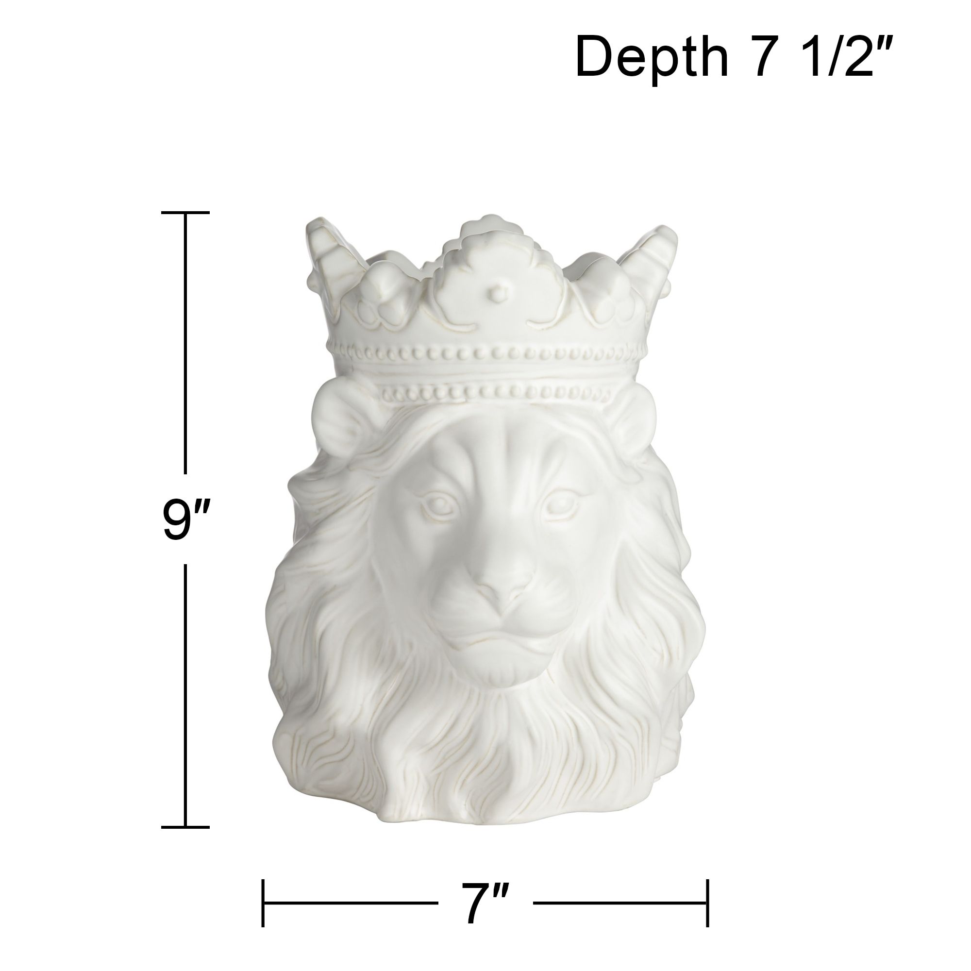 Lion Bust with Crown 9" High Matte White Figurines Set of 2 in scene