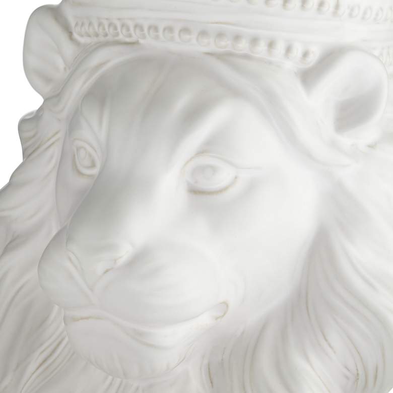Image 4 Lion Bust with Crown 9 inch High Matte White Figurine more views