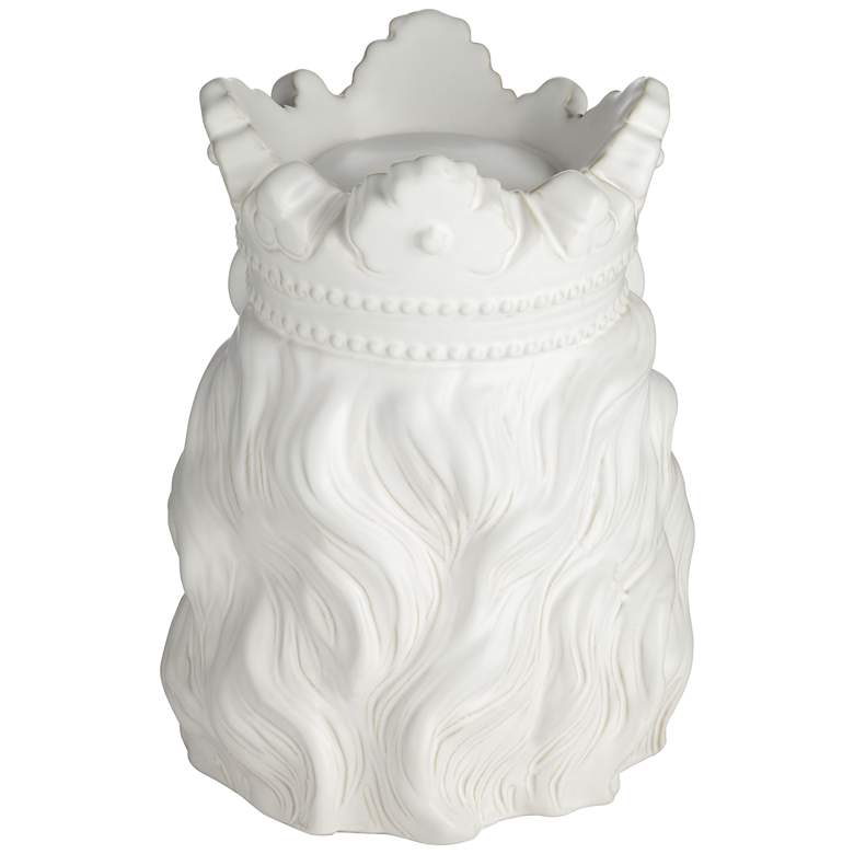 Image 7 Lion Bust with Crown 9" High Matte White Figurine more views