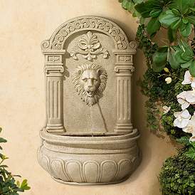 Image2 of Lion Face 31" High Sandstone Finish Wall Fountain