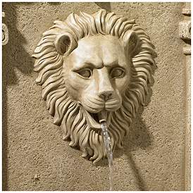 Image4 of Lion Face 31" High Sandstone Finish Wall Fountain more views