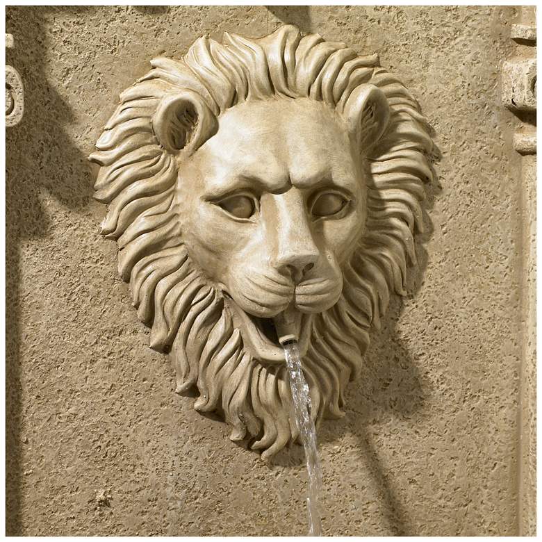 Image 4 Lion Face 31" High Sandstone Finish Wall Fountain more views