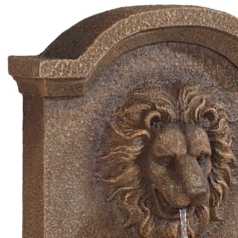 Image 4 Lion Face 45 inchH Sandstone Outdoor LED Wall/Floor Fountain more views