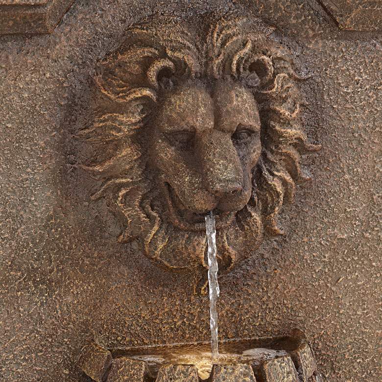 Image 5 Lion Face 45 inchH Sandstone Outdoor LED Wall/Floor Fountain more views