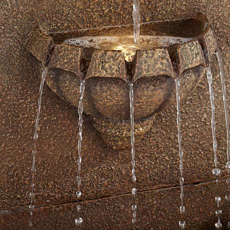Image 6 Lion Face 45 inchH Sandstone Outdoor LED Wall/Floor Fountain more views