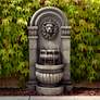 Lion Face Gray 2 Tier Fountain with LED Light