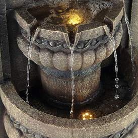 Image3 of Lion Face 50" High 2-Tier Fountain with LED Light more views
