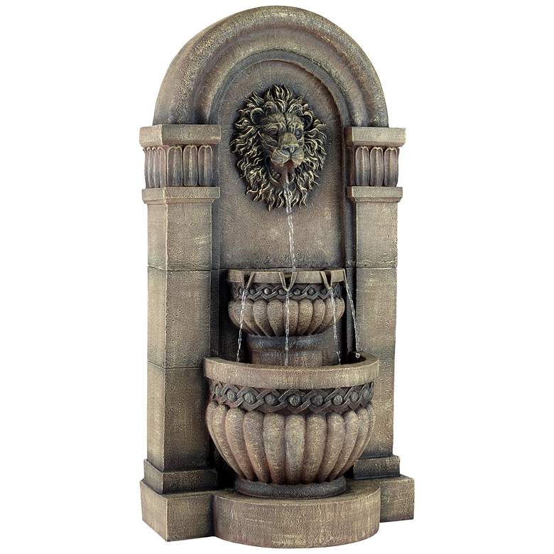 Image 6 Lion Face 50 inch High 2-Tier Fountain with LED Light more views