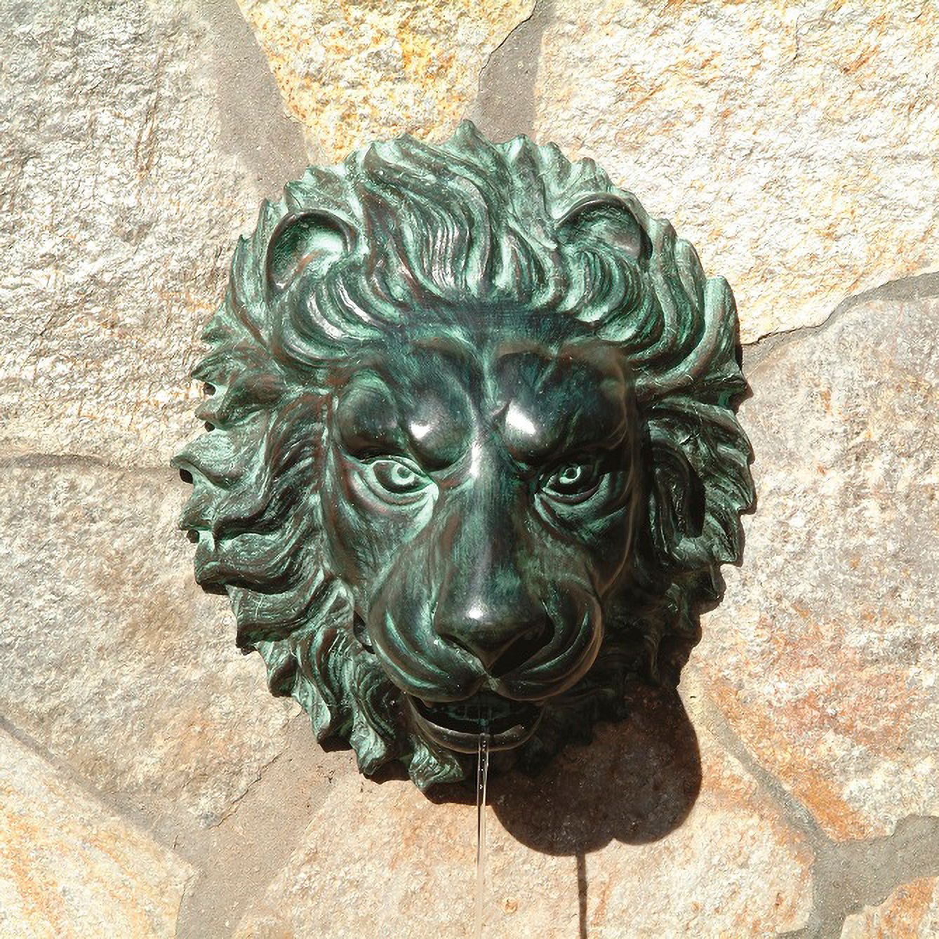 Image 3 Lion Head 14" High Brass Medallion Wall Fountain - Made to Order