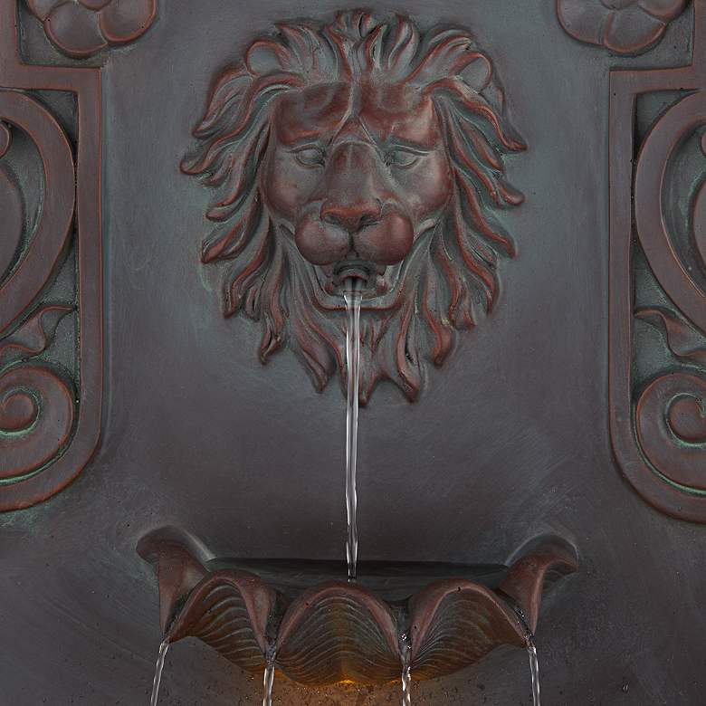 Image 4 Lion Head 31 1/2 inch High Indoor Outdoor Bronze Wall Fountain more views