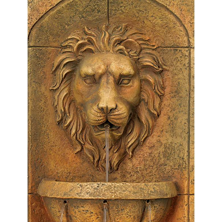Lion Head Faux Stone 29 1/2&quot; High LED Wall Fountain more views