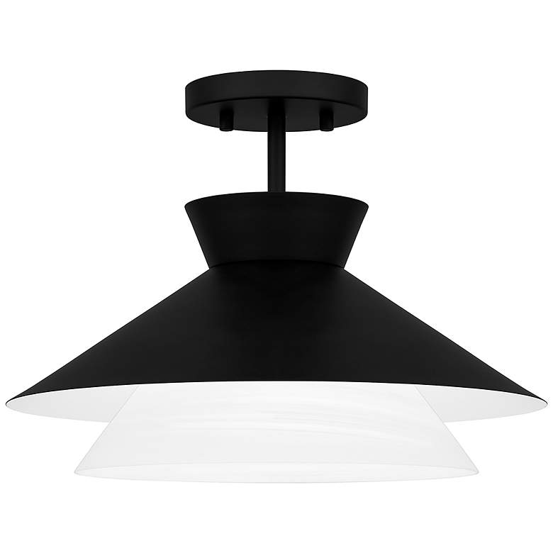 Image 2 Lionel 1-Light Matte Black Semi-Flush Mount Light