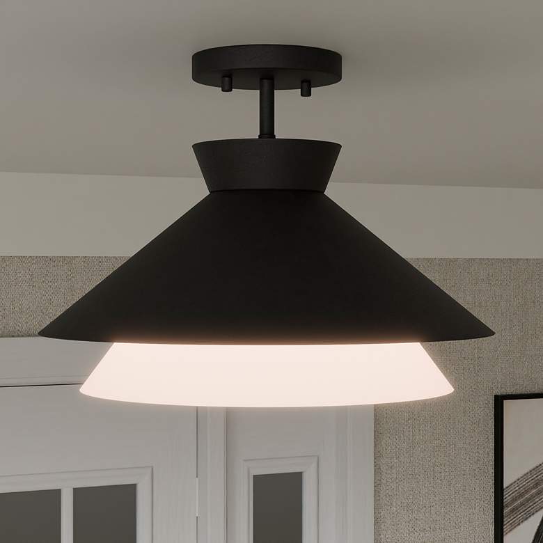 Image 1 Lionel 1-Light Matte Black Semi-Flush Mount Light