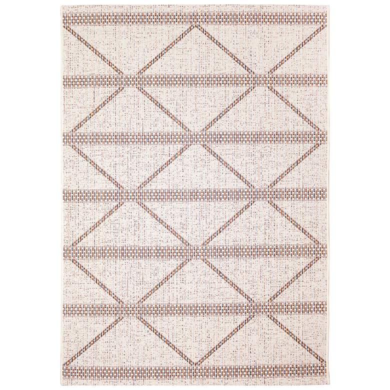 Image 1 Liora Manne Avena Diamond Stripe Indoor/Outdoor Rug Ivory 5&#39;3 inch x 7