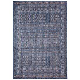 Image1 of Liora Manne Avena Panel Stripe Indoor/Outdoor Rug Denim 3'3" x 4&#