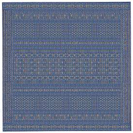 Image1 of Liora Manne Avena Panel Stripe Indoor/Outdoor Rug Denim 7'10" Squa
