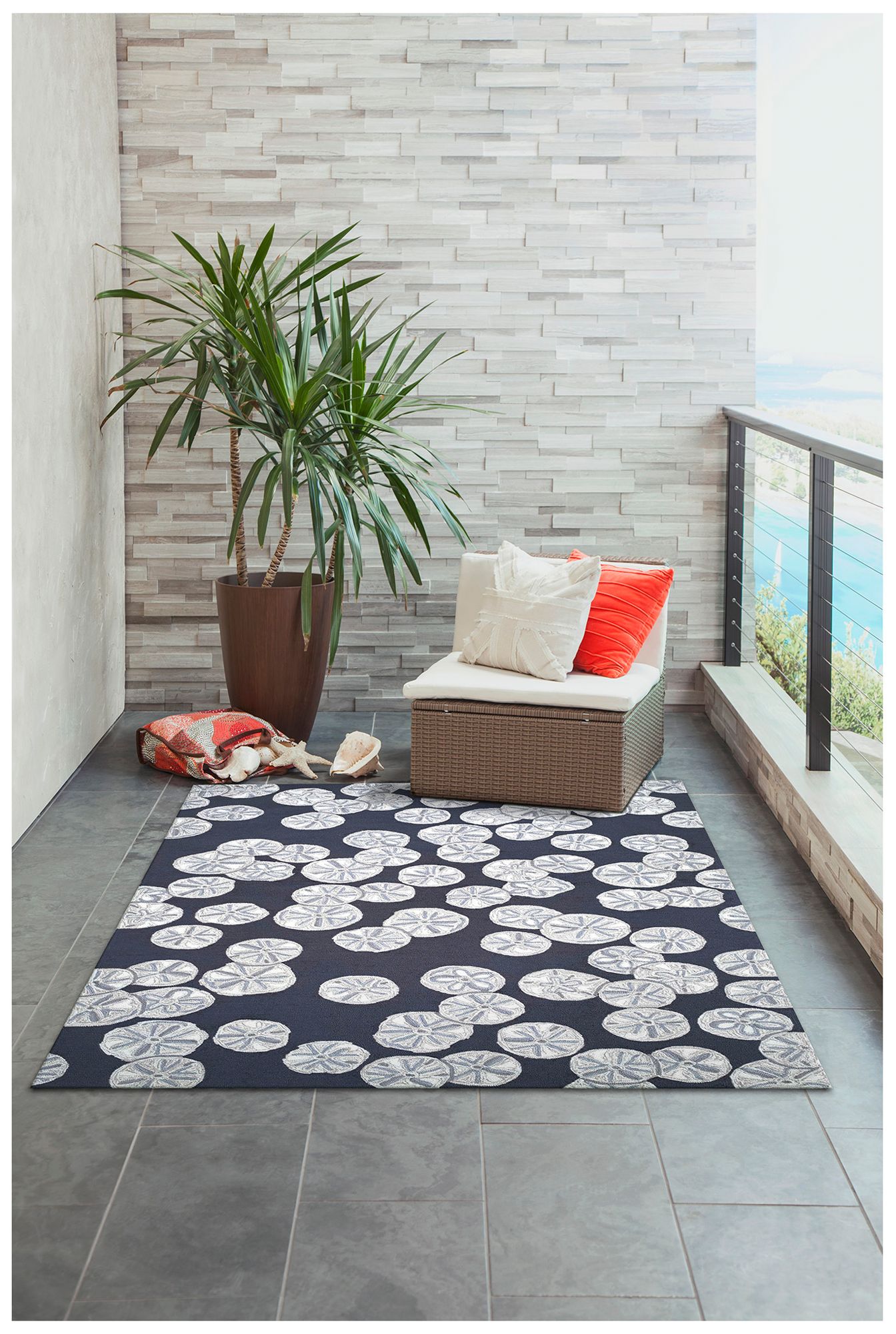 Image 3 Liora Manne Capri Sea Biscuit Indoor/Outdoor Area Rug Navy 7'6"x9& more views
